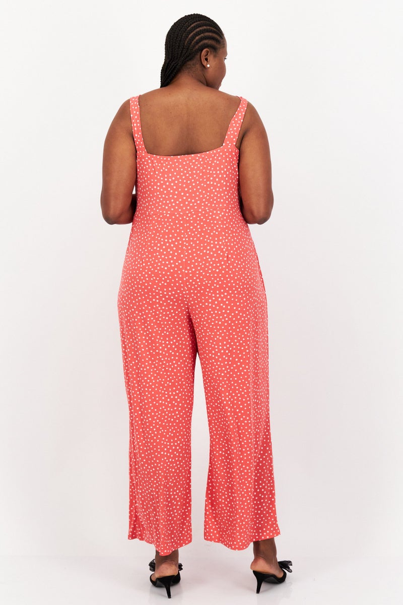 41 Hawthorn Women Petite Polka Dots Sleeveless Jumpsuits, Pink - Image 3